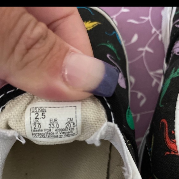 Vans kids size 2.5 slip on shoes with dinosaurs - Picture 2 of 5